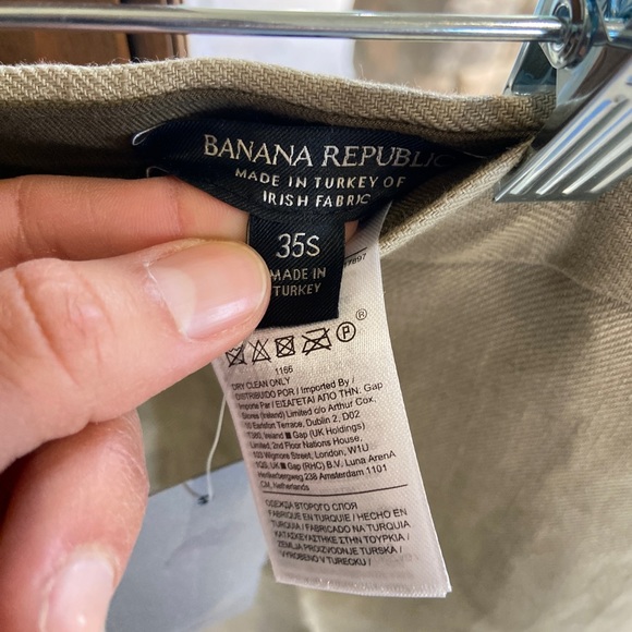 Banana Republic Irish Linen Tuxedo pants taupe 35S Bnwt - Picture 11 of 12